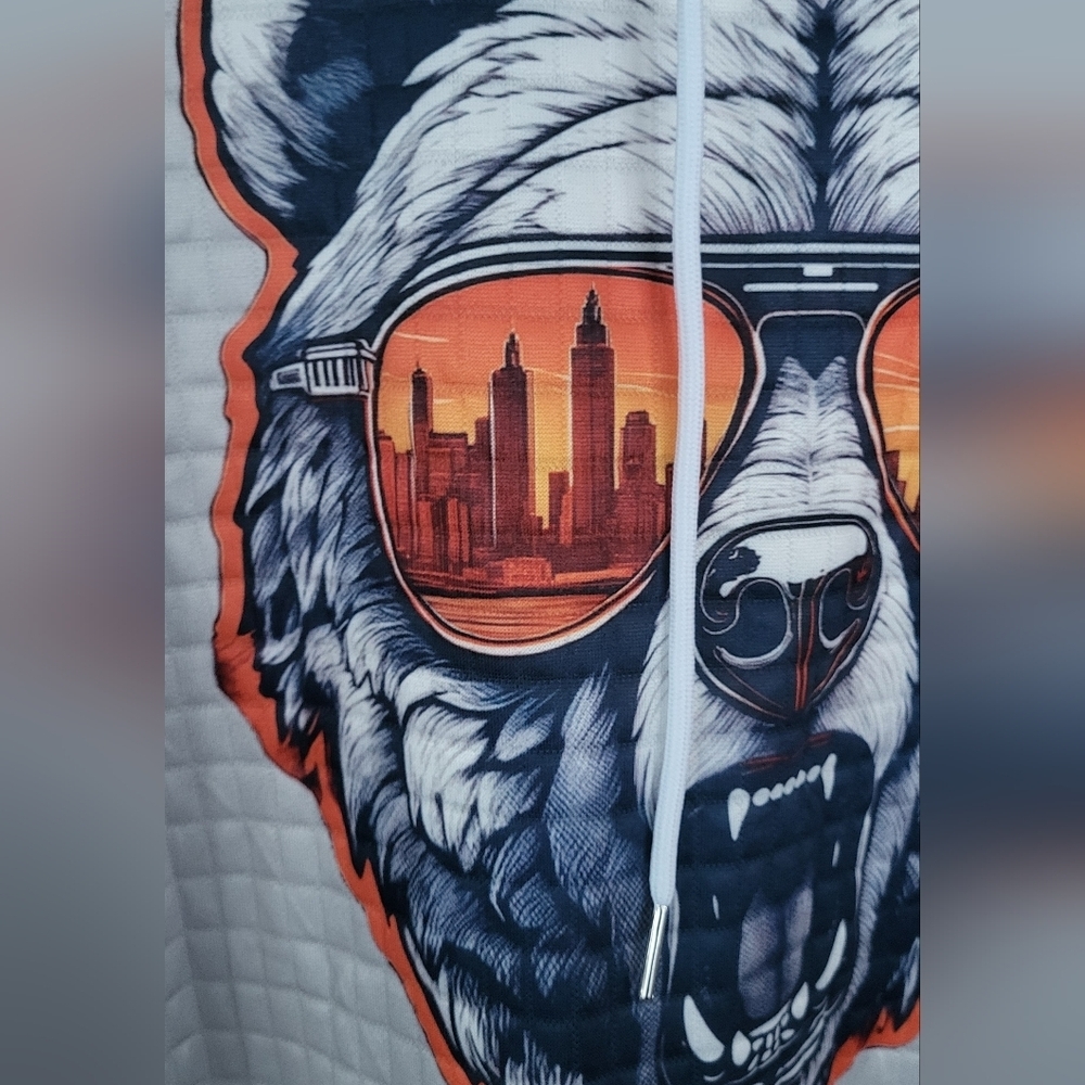 Chicago Bear Ditka Shades Textured Fleece Hoodie Unisex - Picture 2 of 8